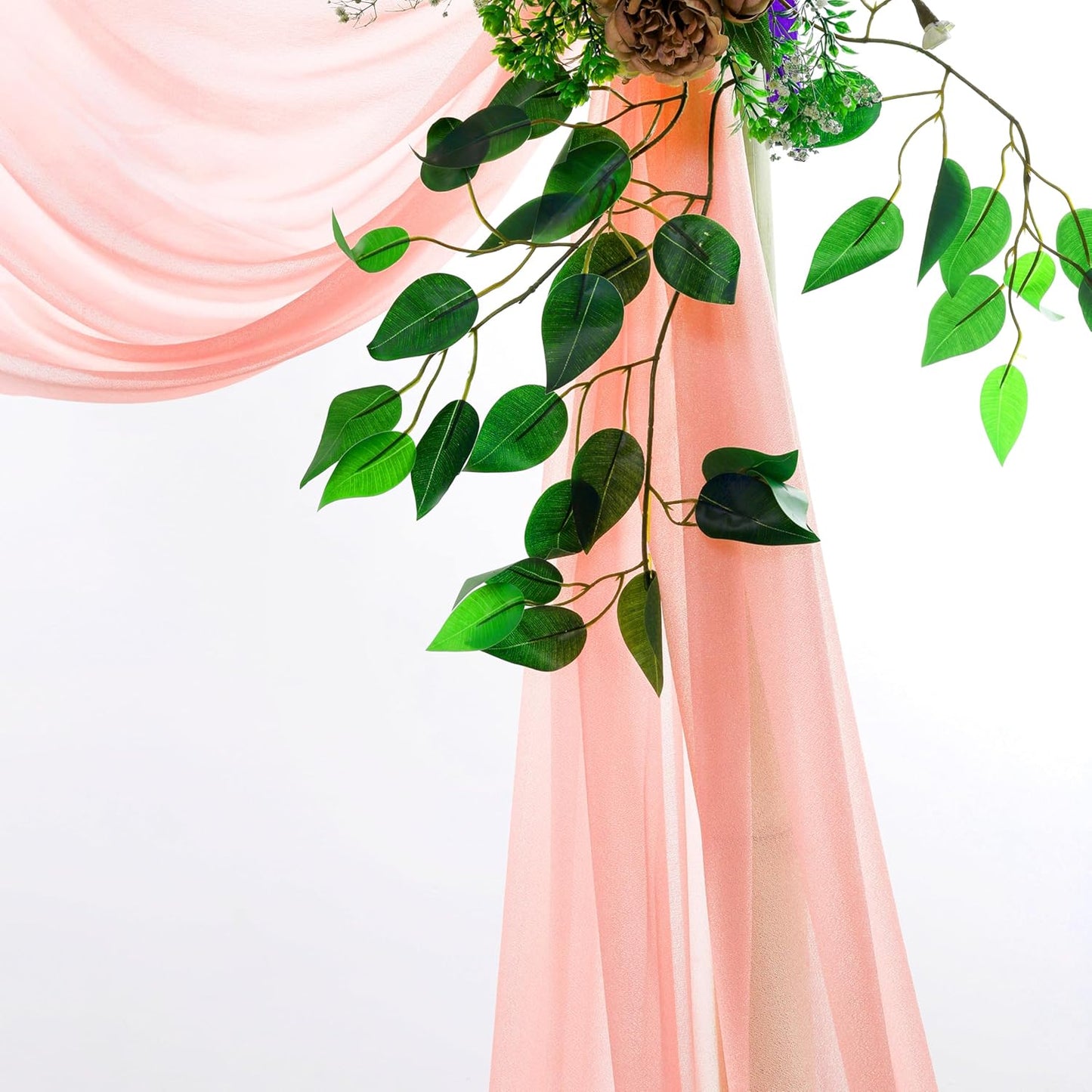 VDS Pack of 1 Panel (30 Inch X 40 Feet) Wedding Arch Draping Fabric Sheer Chiffon Fabric Drapery for Wedding Ceremony Reception Swag Backdrop Canopy Chuppah ARBO Altars Decoration (Peach)