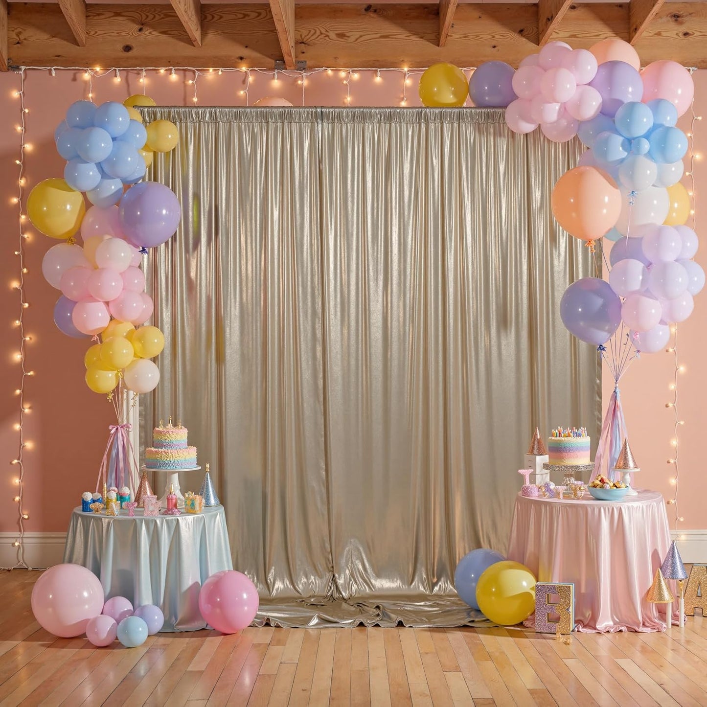 20x10ft Thick Champagne Glitter Backdrop Curtain Panels for Parties, Wrinkle Free Sequin Sparking Photo Backdrop Drapes, 4 Panels 5x10ft Shimmer Back Drop Cloth for Wedding Birthday Photography