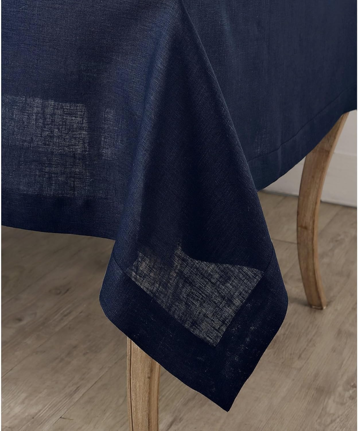 Solino Home Navy Blue Tablecloth 60 x 108 Inch - 100% Pure Linen Rectangular Tablecloth - Machine Washable Table Cloth for Fall, Autumn, Thanksgiving, Christmas, Holiday - Fete