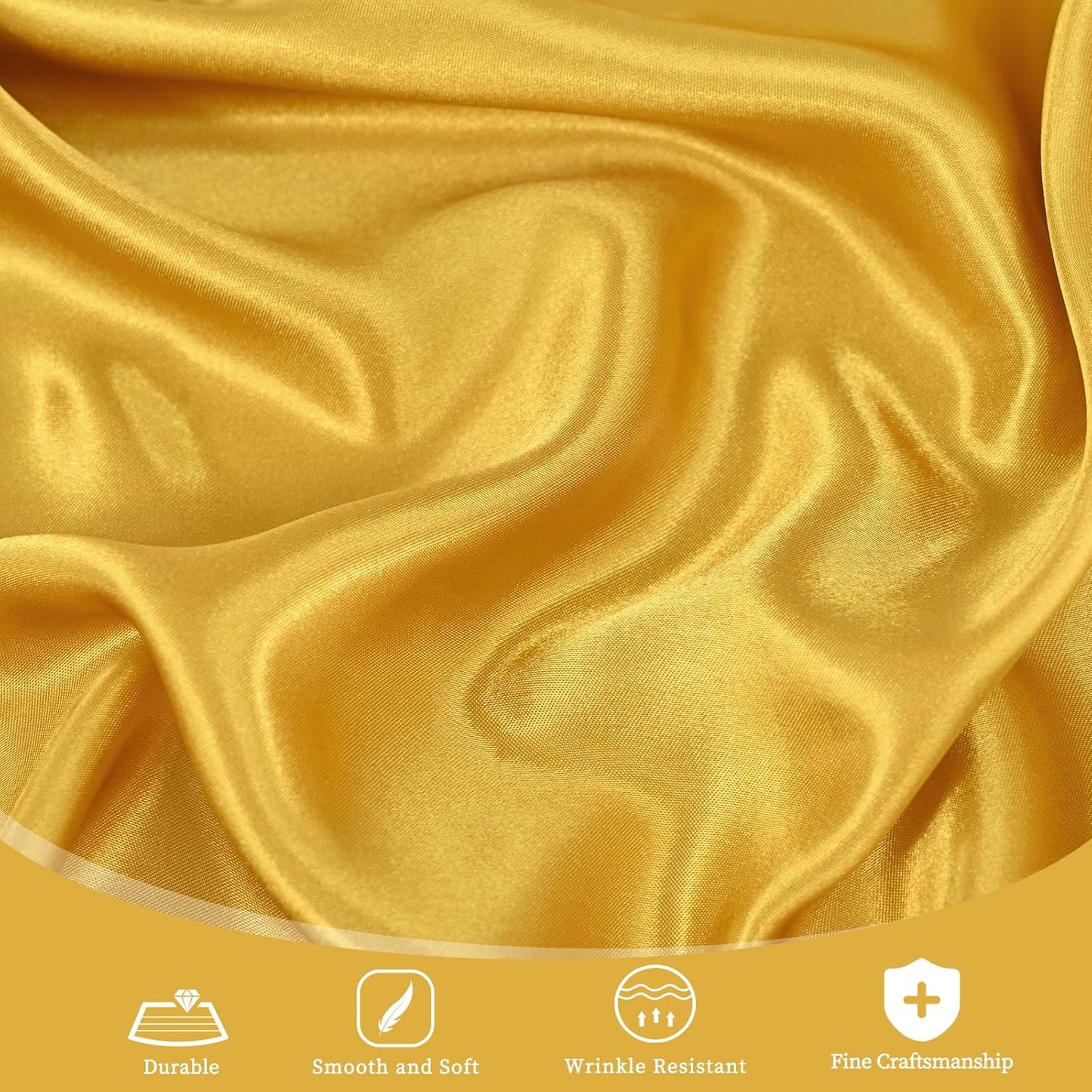 12 Pack 108 Inch Gold Satin Tablecloth - Silky Round Tablecloth Overlay Smooth Fabric Table Cover, Bright Table Decoration for Wedding Party Banquet Events Restaurant Kitchen Dining