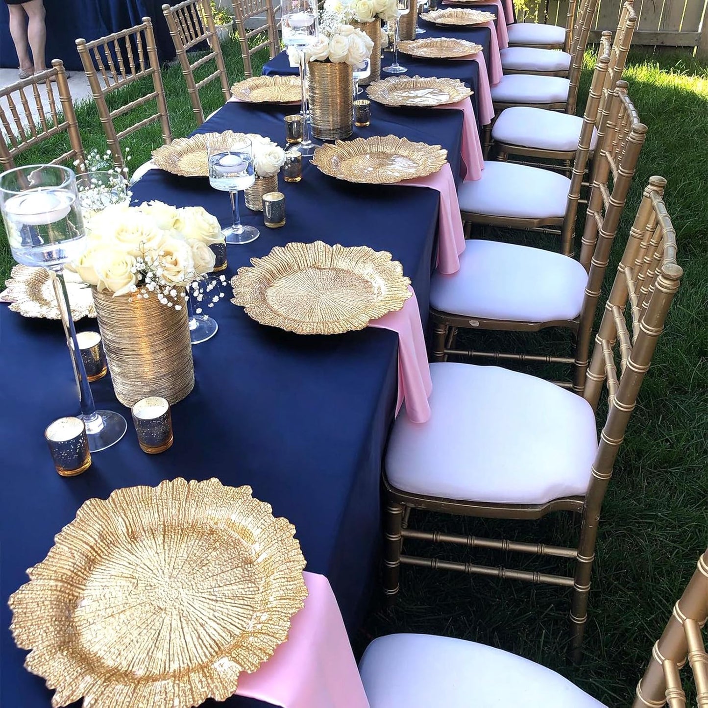 8 Pack Navy Blue Tablecloth 60 x 126 Inch Rectangular Tablecloths for 8 Foot Rectangle Tables, Wrinkle Resistant Blue Table Cloth Washable Polyester Fabric Table Covers for Party Wedding Banquet