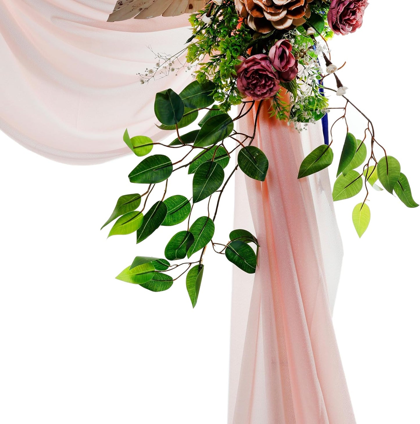 VDS Pack of 2 Panel (30 Inch X 100 Feet) Wedding Arch Draping Fabric Sheer Chiffon Fabric Drapery for Wedding Ceremony Reception Swag Backdrop Canopy Chuppah ARBO Altars Decoration (Dusty Rose)