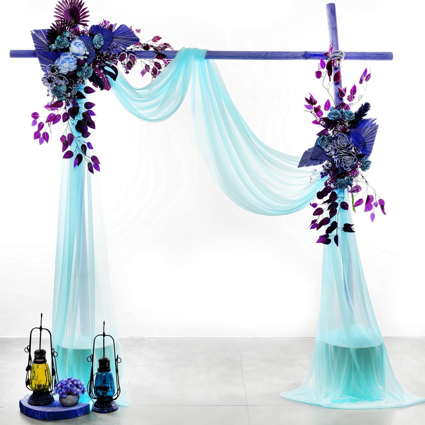 VDS Pack of 2 Panel (30 Inch X 100 Feet) Wedding Arch Draping Fabric Sheer Chiffon Fabric Drapery for Wedding Ceremony Reception Swag Backdrop Canopy Chuppah ARBO Altars Decoration (Teal)