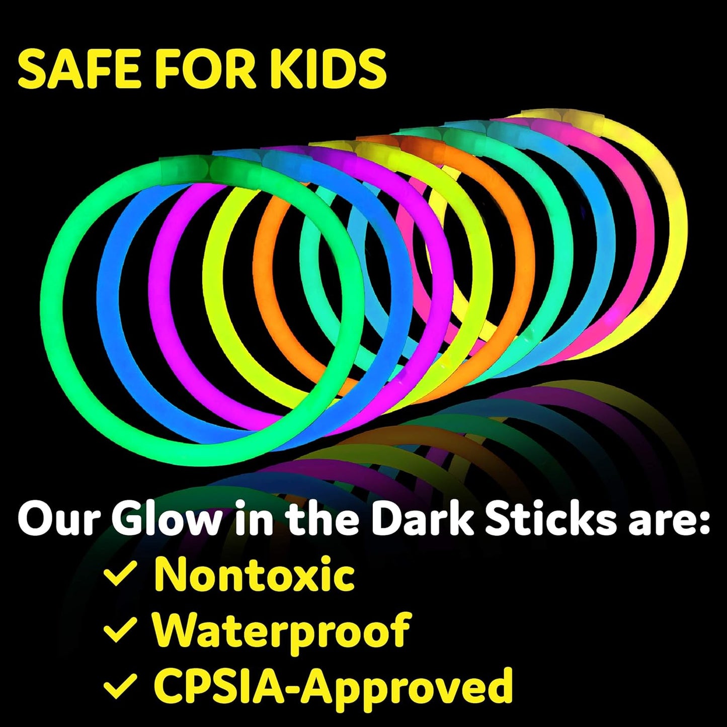 PartySticks Ultra Bright Glow Sticks Bulk Party Supplies 200 Pack - 8" Glow in the Dark Light Up Halloween Party Favors, Glow Decorations, Neon Party Necklaces and Bracelets with Connectors