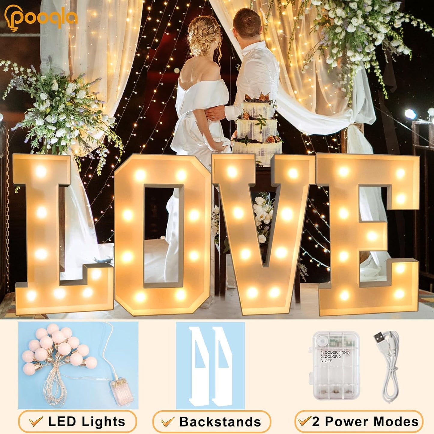 Pooqla 3FT Marquee Light Up Letters, Cool White and Warm White LED Big Mosaic Marquee Letters 3 Feet, Giant Letter Sign for Balloons Birthday Anniversary Wedding Party Decoration, Letter Y