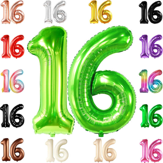 KatchOn Light Green Number 16 Balloon - Giant 40 Inch | 16th Birthday Decorations | Sweet 16 Balloons for Boys