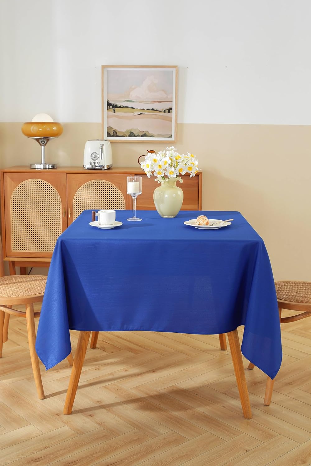 Craft And Party Square Tablecloth, 70 x 70 Inch Royal Blue Tablecloth, Polyester Fabric Washable Table Cloth for Home, Party, Wedding or Restaurant Use.