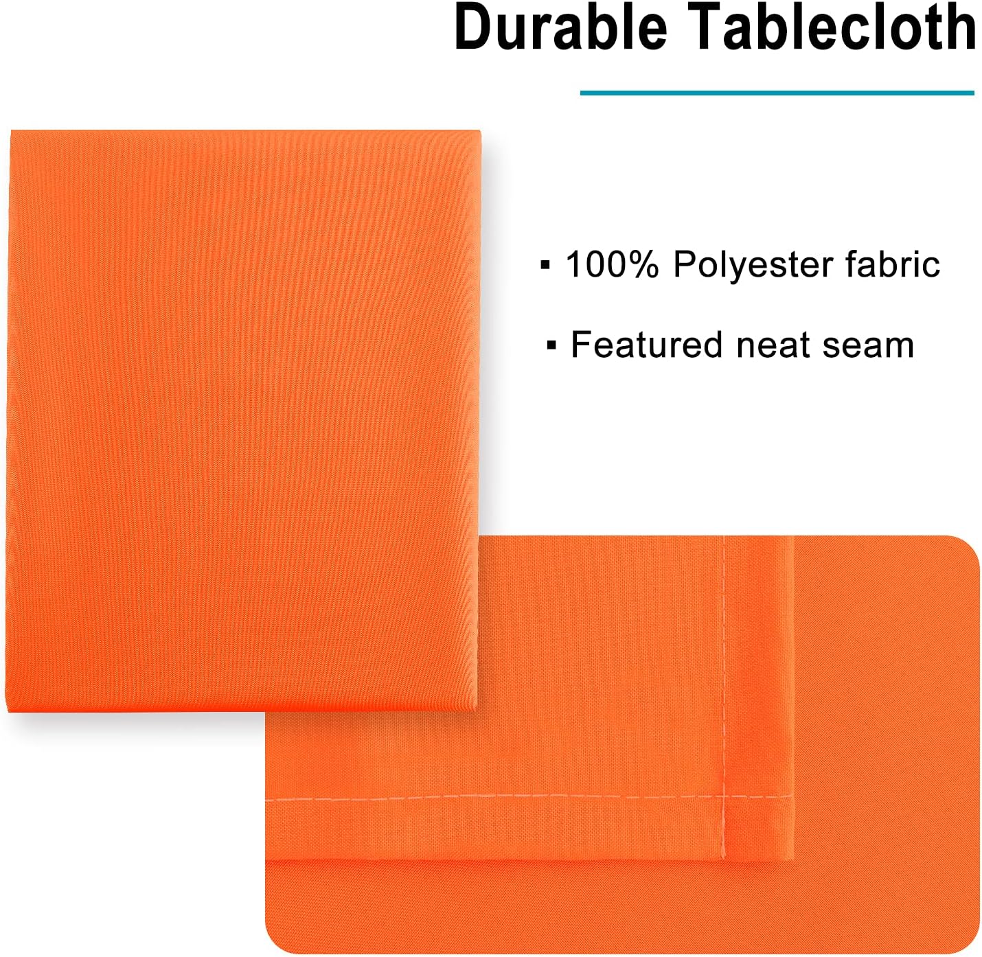 Hiasan Pumpkin Orange Rectangle Tablecloth - Waterproof Washable Polyester Fabric Table Cloth for Buffect Dining Birthday Party Wedding, 60 x 140 Inch