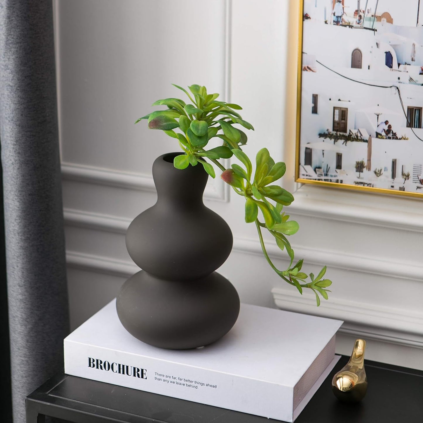 Ceramic Vase for Decor, Black Modern Vases for Home Decor Living Room, Home, Office, Centerpiece,Table and Wedding