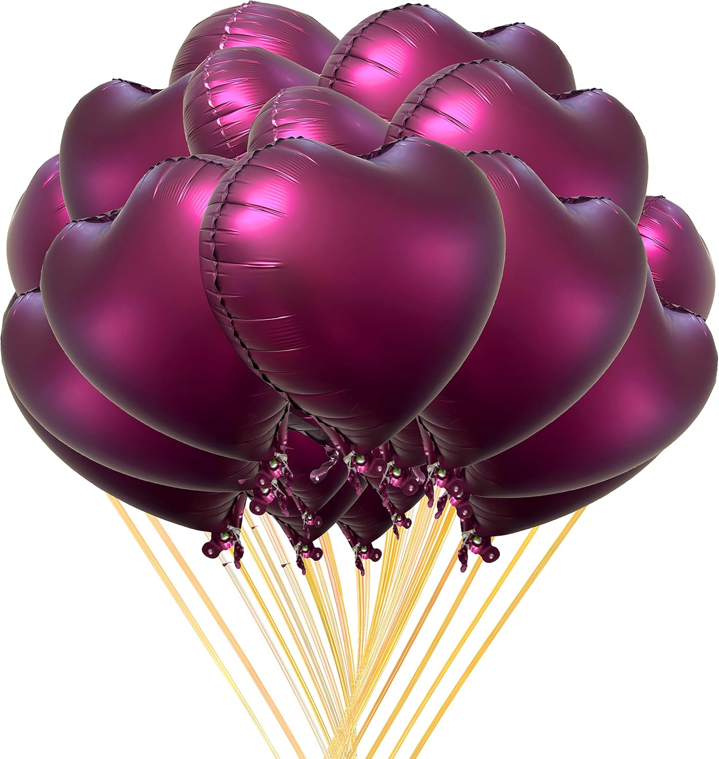 Jonhamwelbor 20Pcs 18 inch Burgundy Foil Mylar Heart Shape Balloons Decorations Valentines Birthday Wedding Baby Shower Party (Maroon)