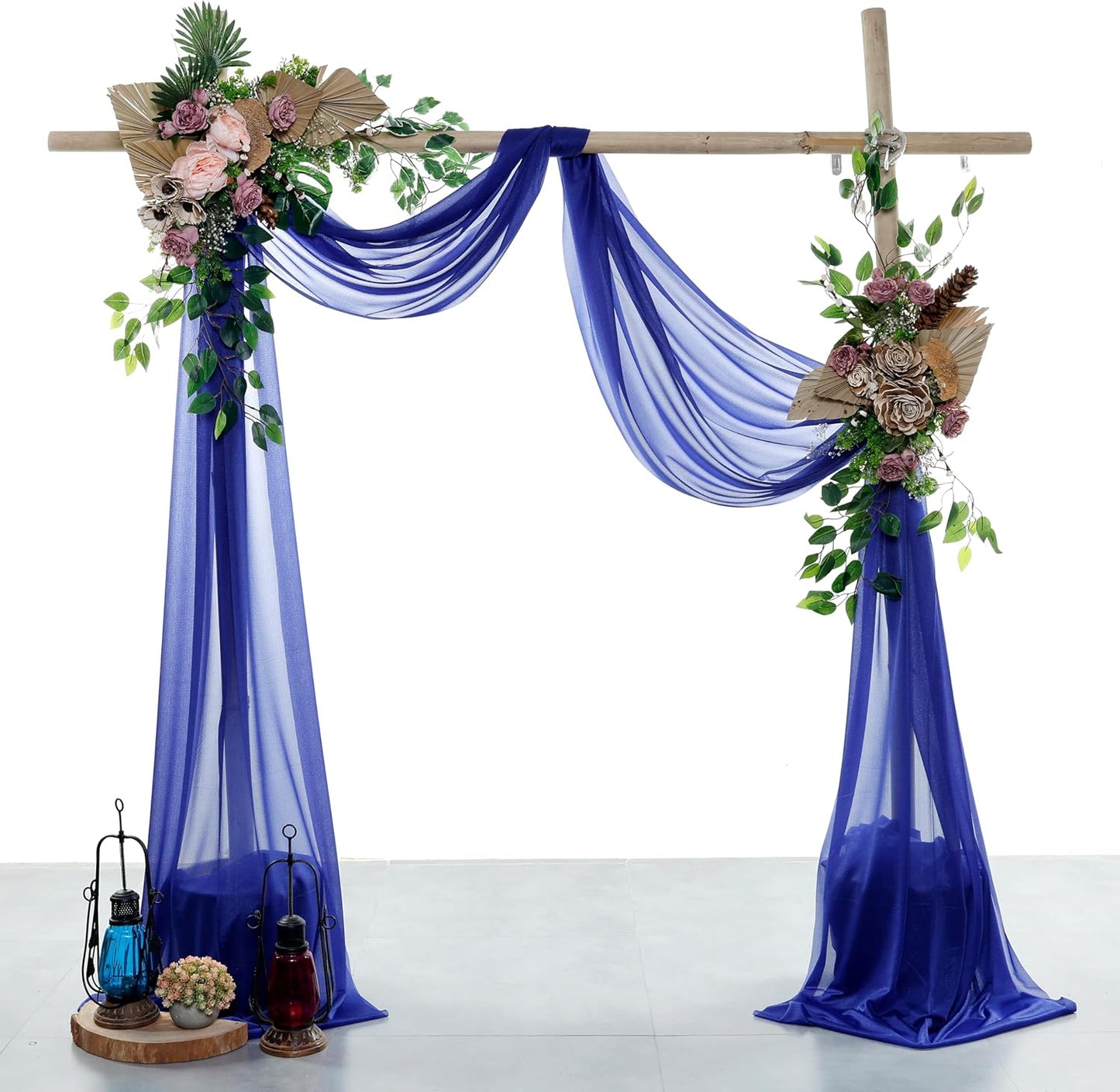 VDS Pack of 1 Panel (30 Inch X 100 Feet) Wedding Arch Draping Fabric Sheer Chiffon Fabric Drapery for Wedding Ceremony Reception Swag Backdrop Canopy Chuppah ARBO Altars Decoration (Royal Blue)