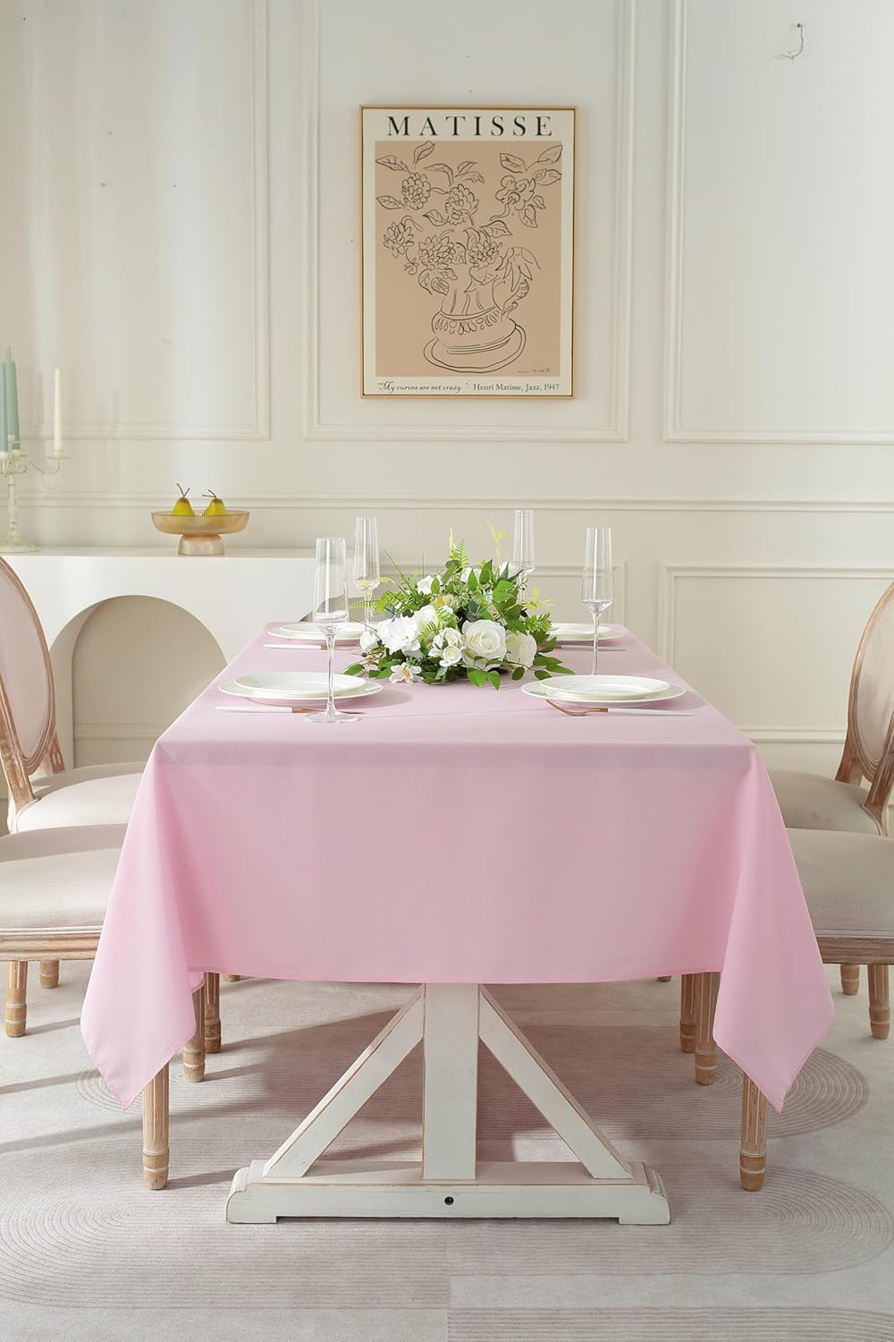 Craft And Party Pink Rectangle Tablecloth, 60 x 84 Inch, Washable Polyester Fabric for Home, Party, Wedding or Restaurant Use