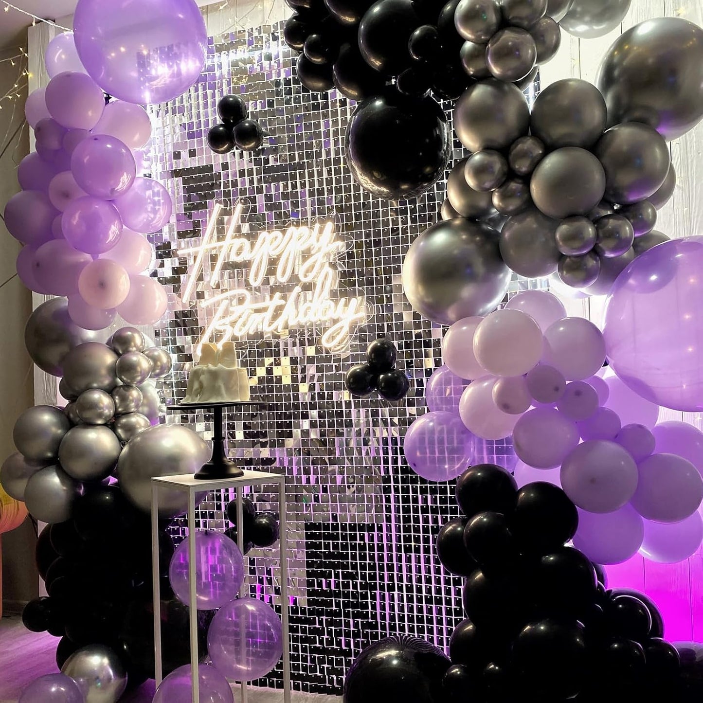 Purple and Black Balloons, 12 Inch Metallic Purple Dark Purple Black Balloons with Purple Confetti Latex Balloons for Halloween Birthday Wedding Graduations Balloons Party Decorations