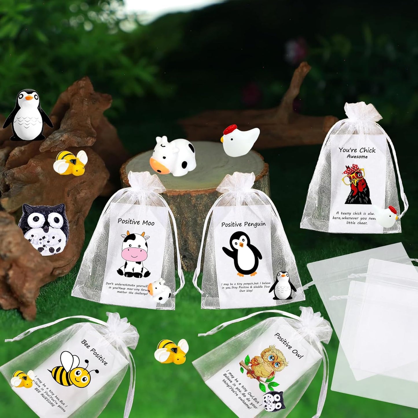 20 Set Employee Appreciation Gifts Bulk for Thank You Staff Back to School Student Teacher Office Coworker Nurse Pocket Gift Favors Animal Pun Inspirational Note Cards Animal Favors Penguin Bee Owl