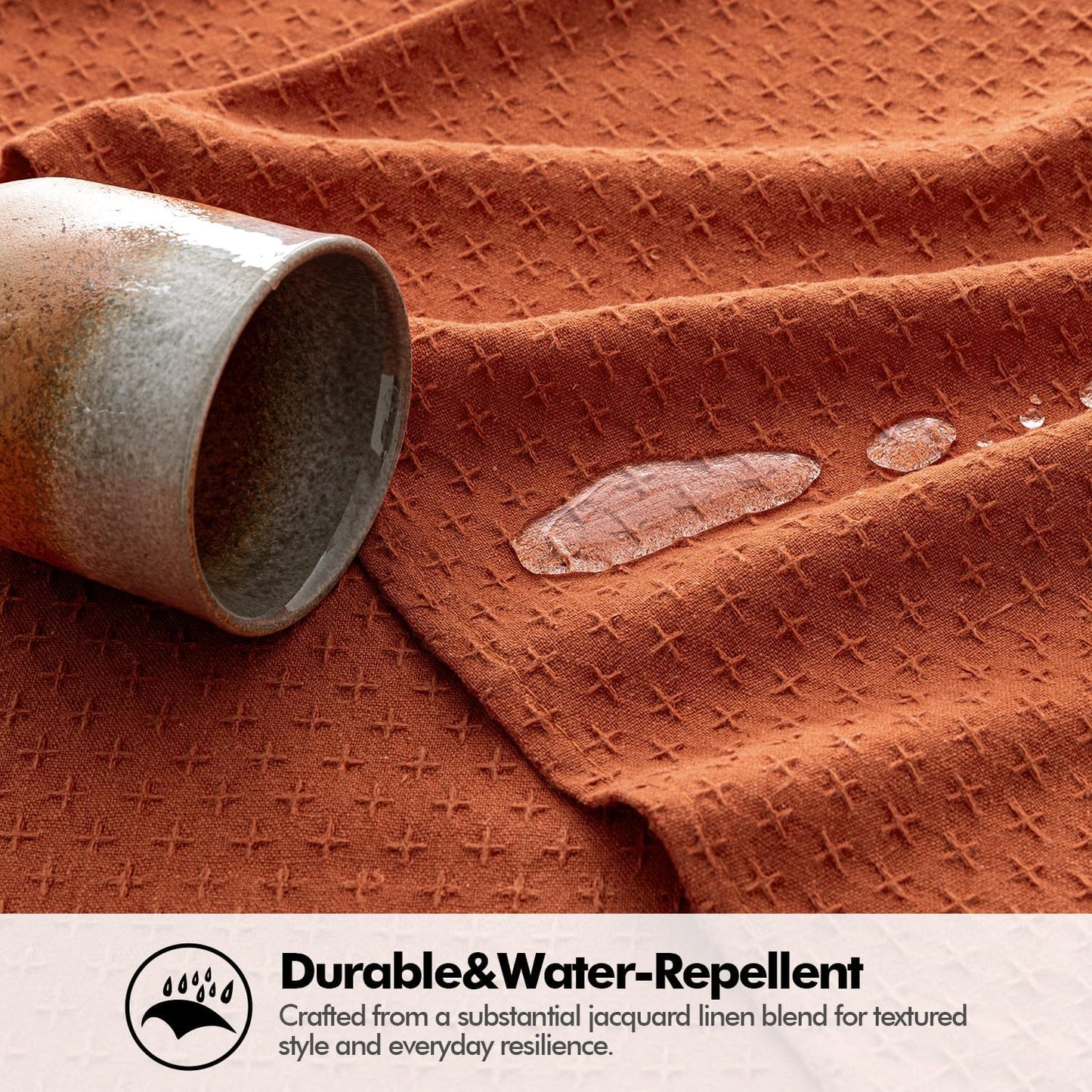 MIULEE Fall Tablecloth Burnt Orange Linen Cottton Table Cloth Rectangle Waterproof Spillproof Cross-Star Textured Table Cltoth Decorative Farmhouse for Dining Party Weddings 60x120 Inch