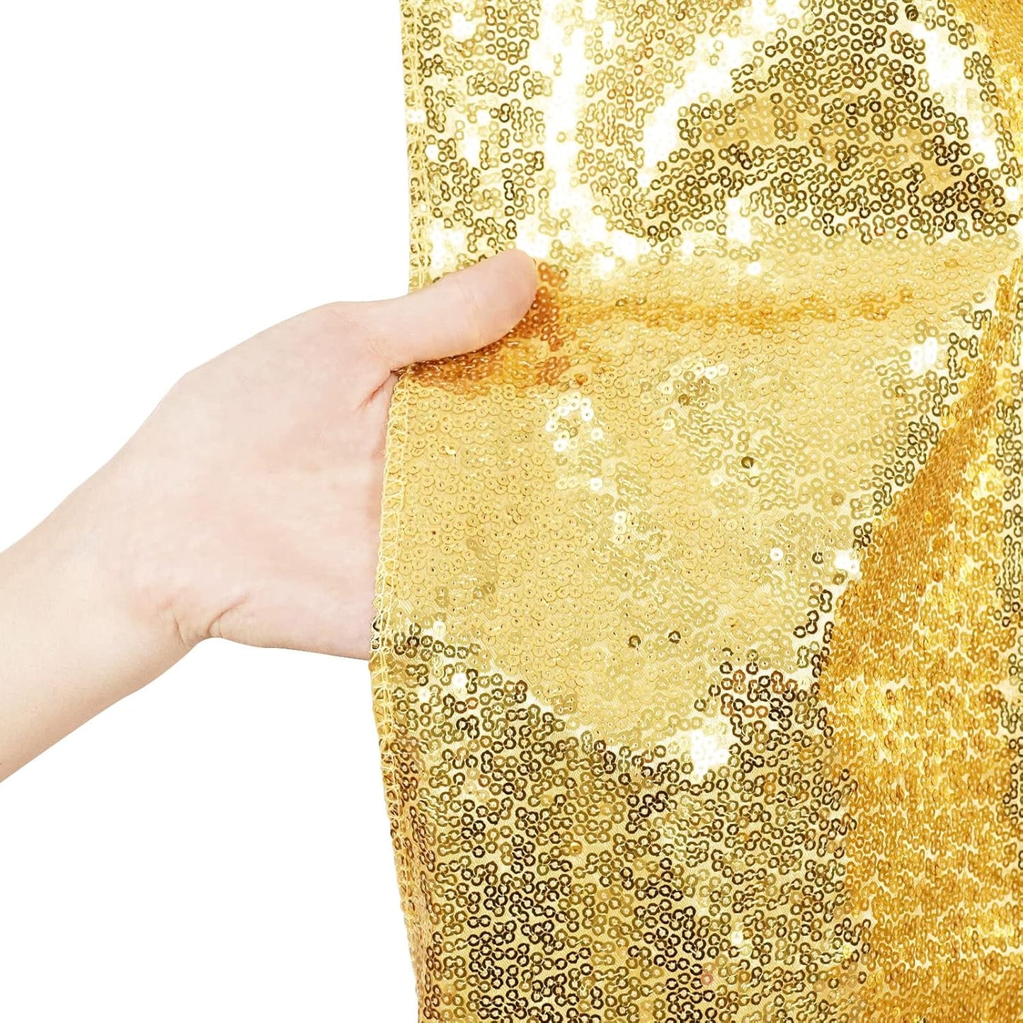 Poise3EHome 8Ft x 10Ft Gold Sequin Backdrop, Glitter Thick Satin Sequin Background Drapes,Sequence Xmas Thanksgiving Backdrop for Wedding Party Holiday Festival Decor
