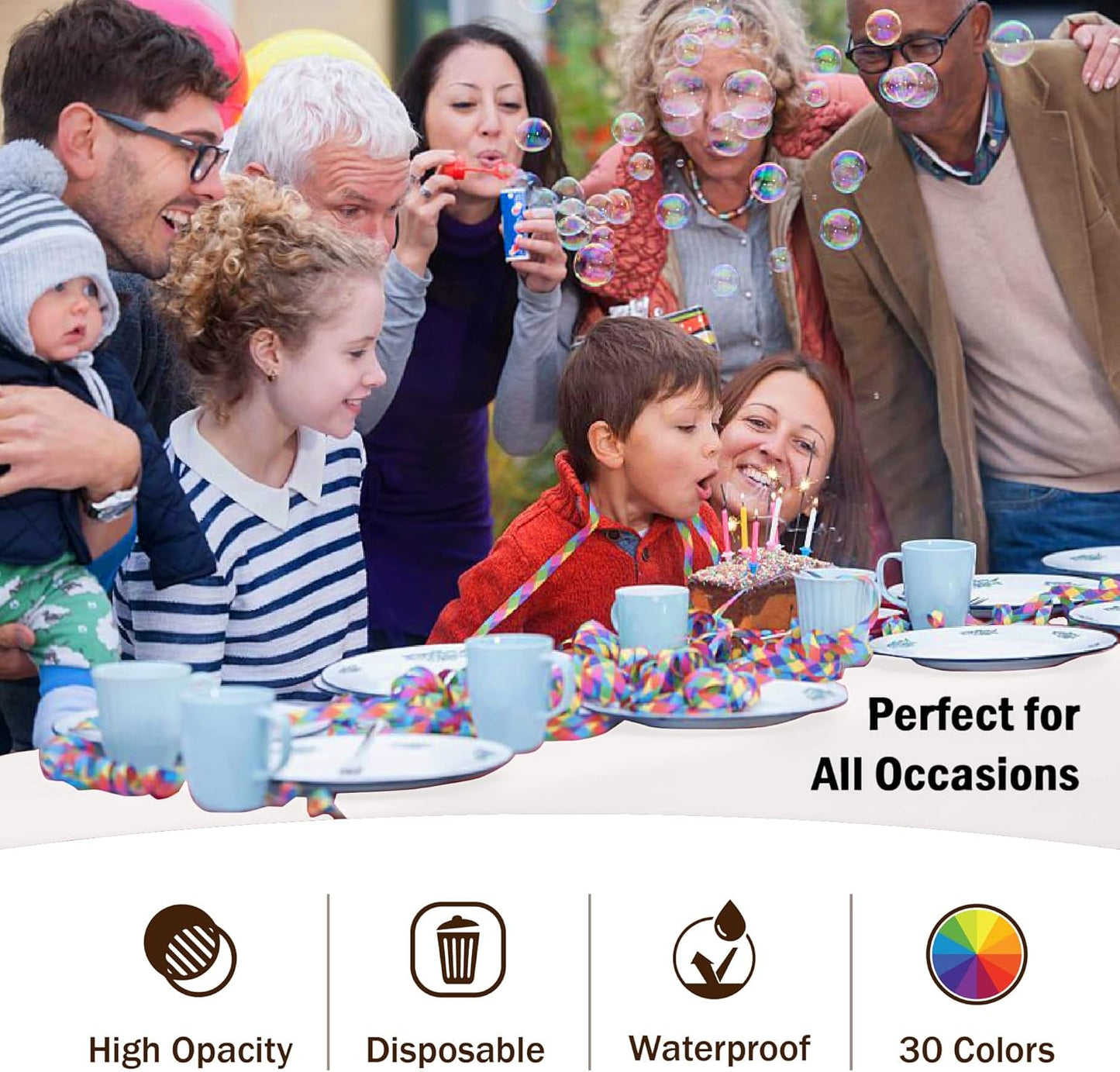 Exquisite 12-Pack Premium Plastic Tablecloth 54 Inch. x 108 Inch. Rectangle Table Cover-White