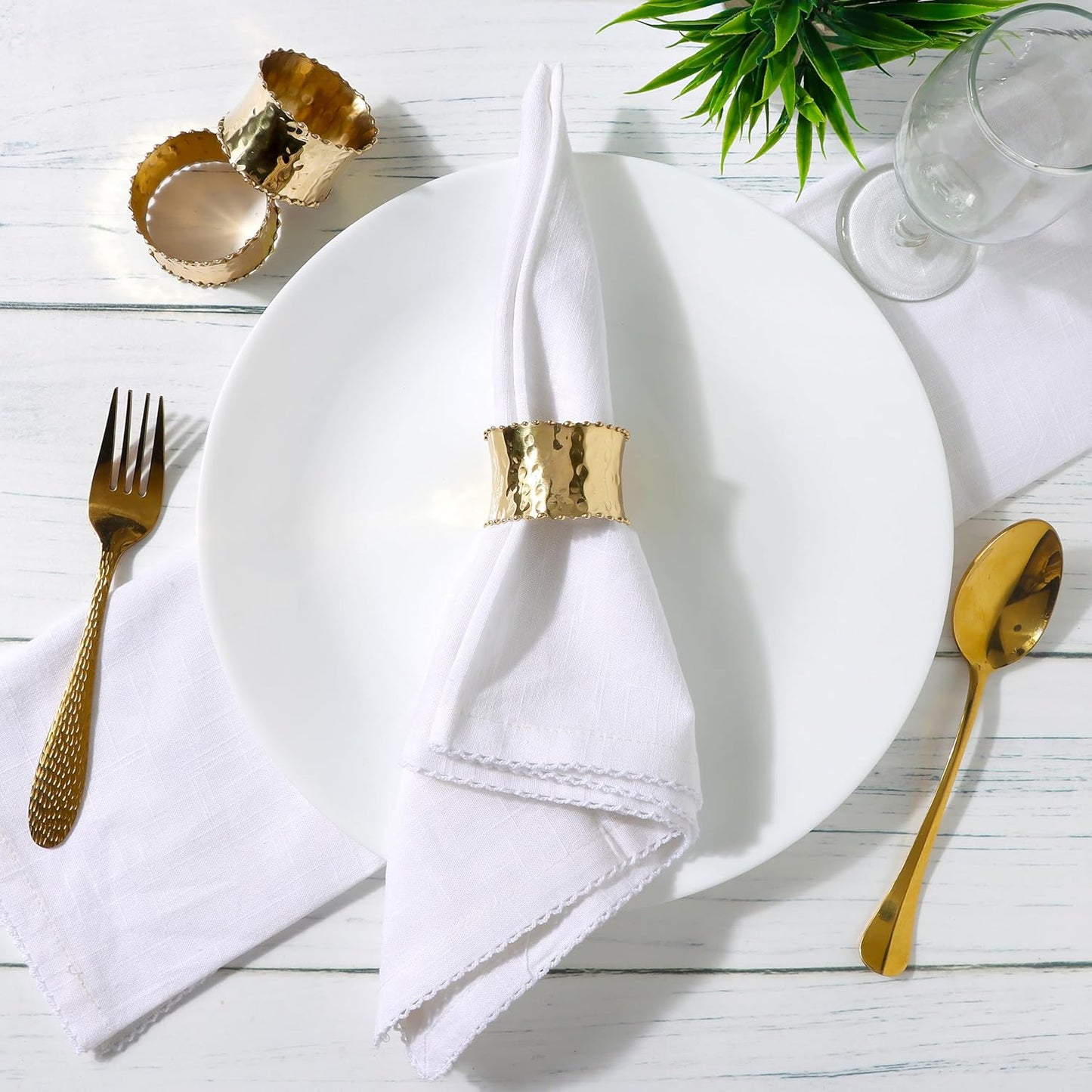 Gold Napkin Rings Set of 8 - Brass Metal Napkin Holders for Table Decor, Dinner Parties, Weddings, Holidays, Elegant Round Serviette Rings for Dining Table Decoration - ALPHA Living HOME