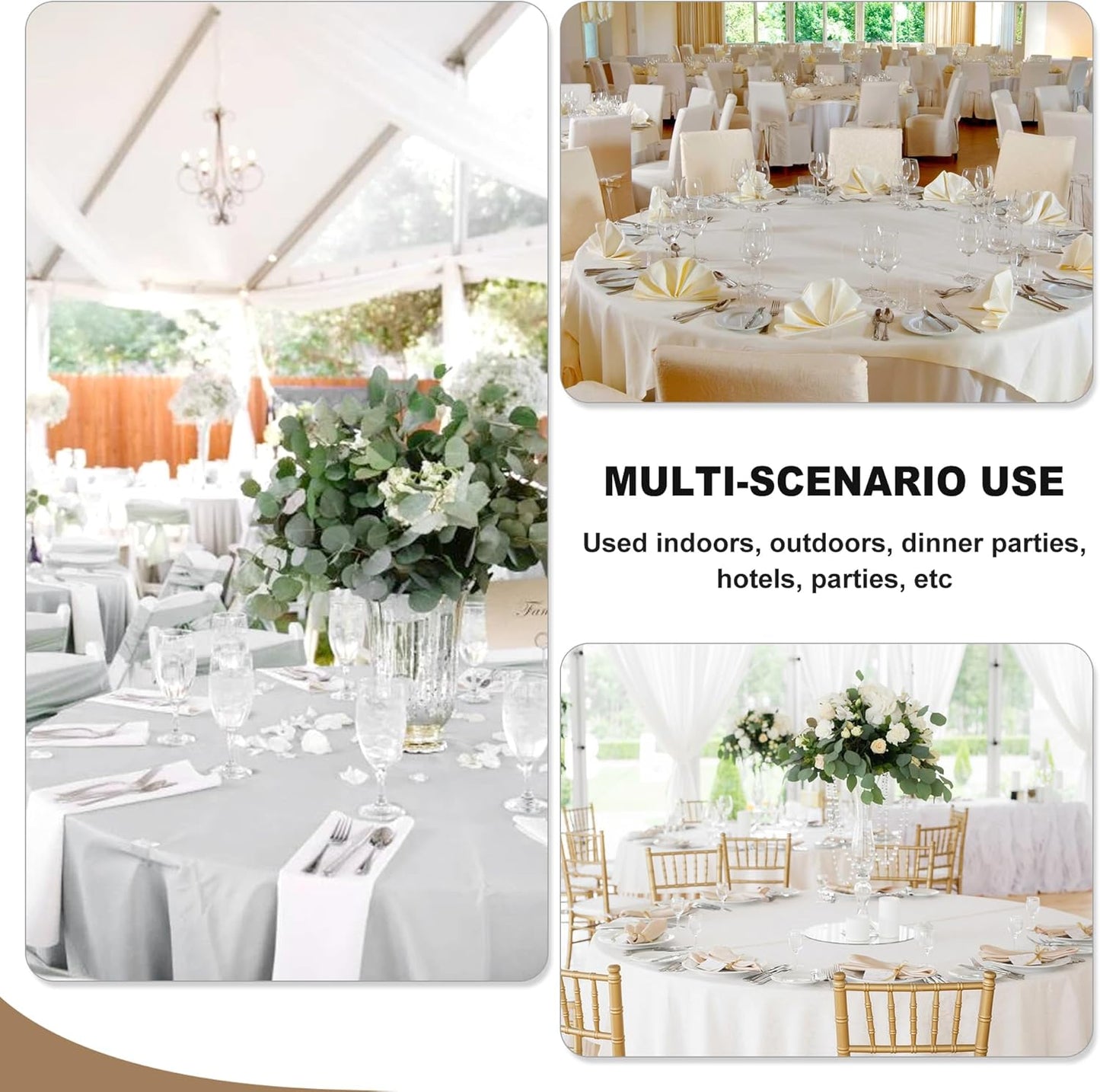 Fitable 6 Pack White Round Tablecloths - 120 Inches in Diameter - Stain Resistant and Washable Table Clothes, Polyester Fabric Table Covers for Wedding, Party, Banquet, Formal Events