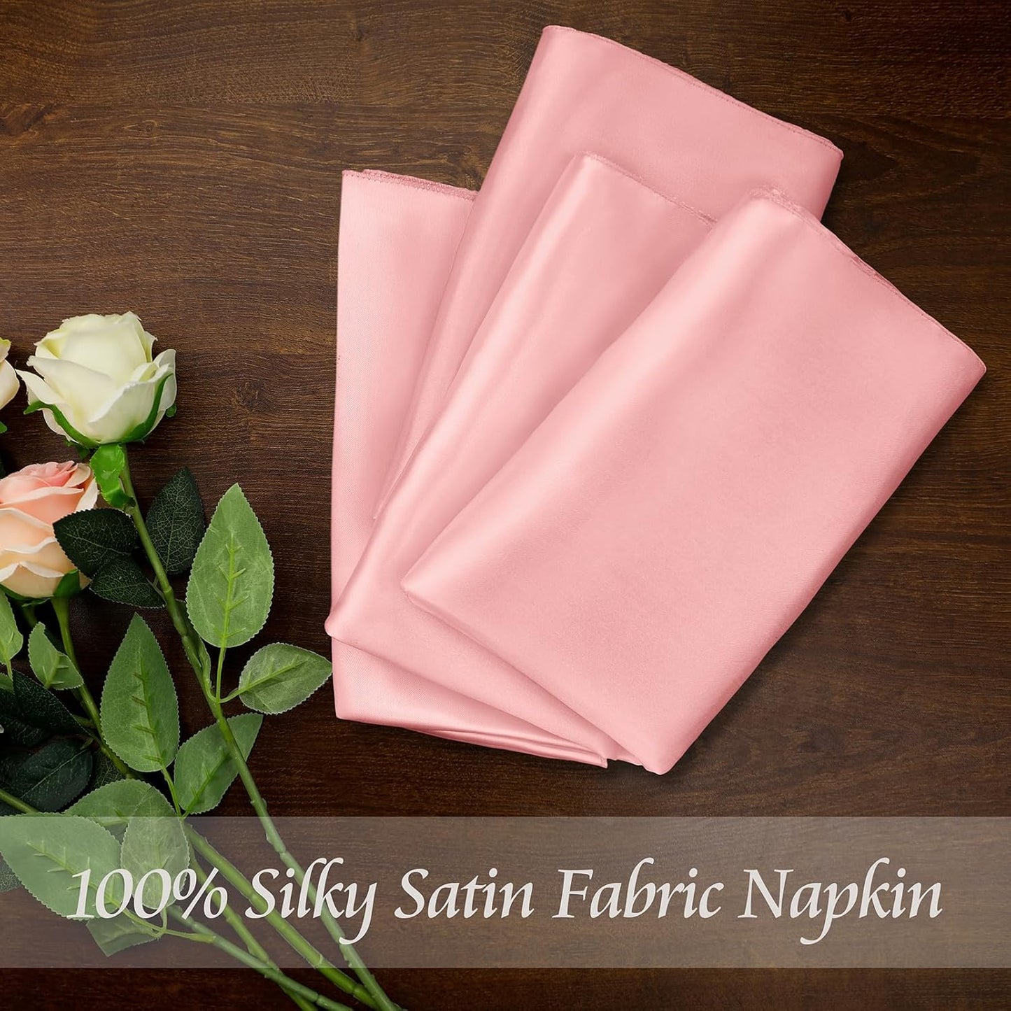 Manyshofu 60 Piece Blush Satin Napkins - 20x20 Inch Square Fabric Napkins for Wedding Dinner Party Lunch