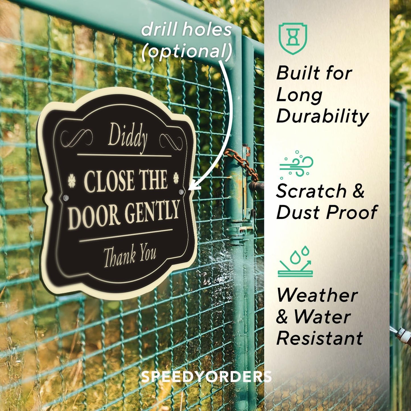 Custom Decorative Outdoor Metal Sign - Personalized Aluminum Driveway Sign, Waterproof, Made in USA - Design 3 Black Charcoal 18x12 In