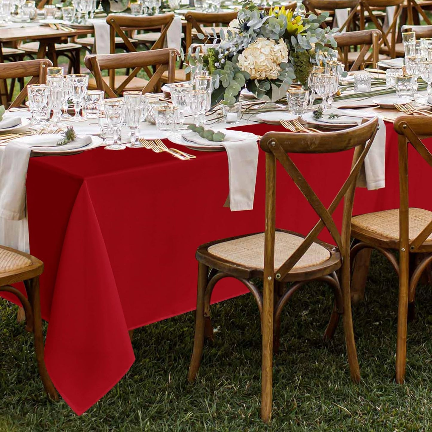 Fitable 8 Pack Table Cloth Rectangle Table: Stain and Wrinkle Resistant Tablecloth Rectangular, Washable Polyester Tablecloths for Wedding Christmas Party Dining Banquet Event(Red, 70x108 Inch)