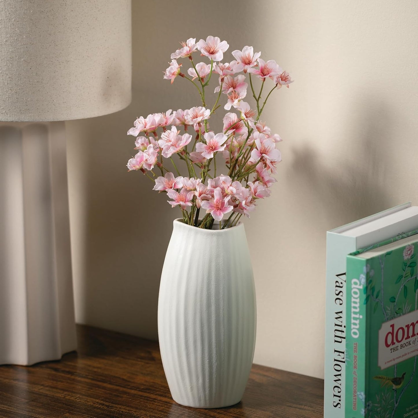 Sullivans Ceramic Textured White Vase, 9" Tall Flower Vase for Modern Home Décor, Minimalist Decoration for Shelf and Table, and Centerpiece, Living Room, Bedroom, Kitchen, and Office Décor (CM3115)