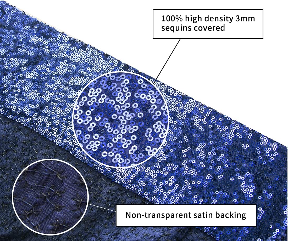 Poise3EHome 8Ft x 8Ft Navy Blue Sequin Backdrop Curtain, Glitter Thick Satin Sequin Background Drapes, Opaque Sparkly Backdrop Curtain, Sequin Backdrop for Xmas Thanksgiving Wedding Party Decor
