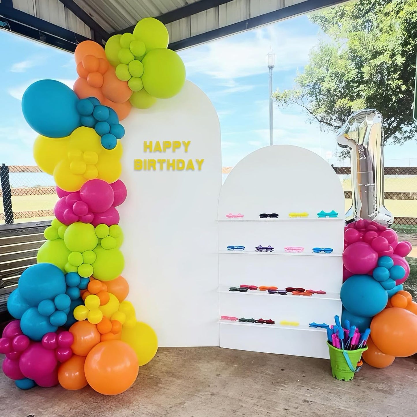 Hawaiian Balloons, Tropical Balloons Green Pink White Yellow Balloon Confetti Balloon for Beach Summer Baby Shower Luau Flamingo Tropical Theme Birthday Party Wedding Decorations