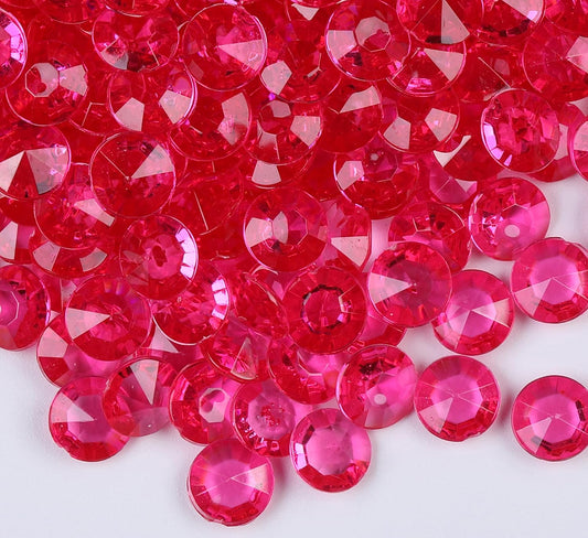 1000pcs/ Pack Wedding Table Acrylic Diamond Scatter Crystals Confetti Acrylic Gems Vase Fillers Rhinestones for Wedding, Bridal Shower, Vase Beads Decorations (10mm, Rose Red)