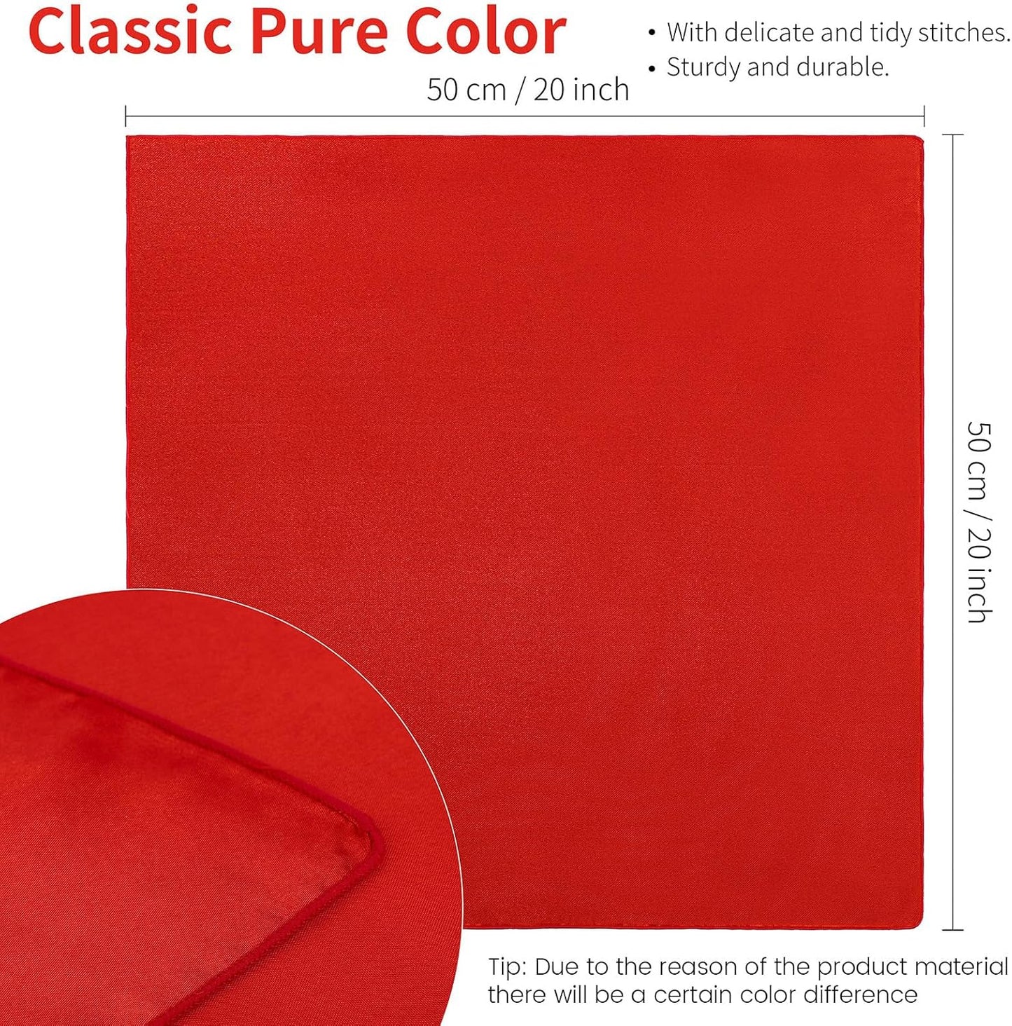 ANECO 16 Pack Square Satin Napkin Bright Silk Table Napkin Soft Smooth Fabric Table Napkin for Wedding Banquet Party Decoration, Red, 20 x 20 Inch