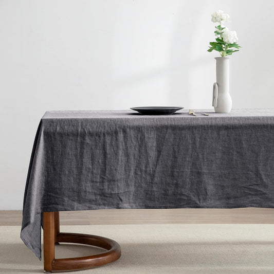 EVERLY 100% Pure Linen Rectangle Tablecloths 60x120Inches for Dining,Buffet Parties,Picnic,Events,Weddings and Restaurants,Decorative Halloween,Thanksgiving Machine Washable Tablecloths-Dark Grey