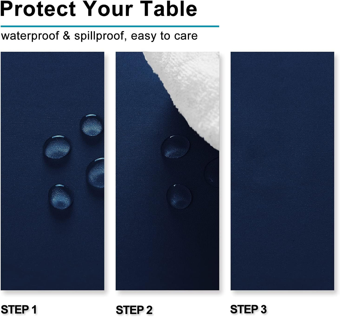 Hiasan Navy Blue Tablecloth for Rectangle Tables - Waterproof and Spillproof Washable Fabric Table Cloth for Dining Room Kitchen Party, 52 x 70 Inch