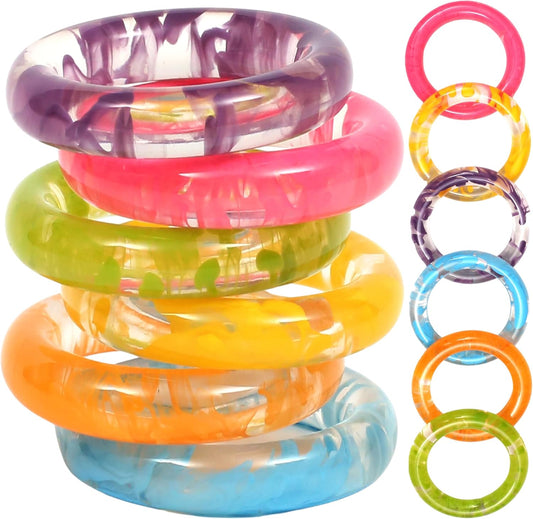 Napkin Rings Set of 12 - Epoxy Resin Napkin Holder Cuffs for Dinner Table Décor - Farmhouse Modern Serviette Rings for Weddings, Parties, Receptions, Banquets, Daily Use (Pastel) - CLEENTABLE