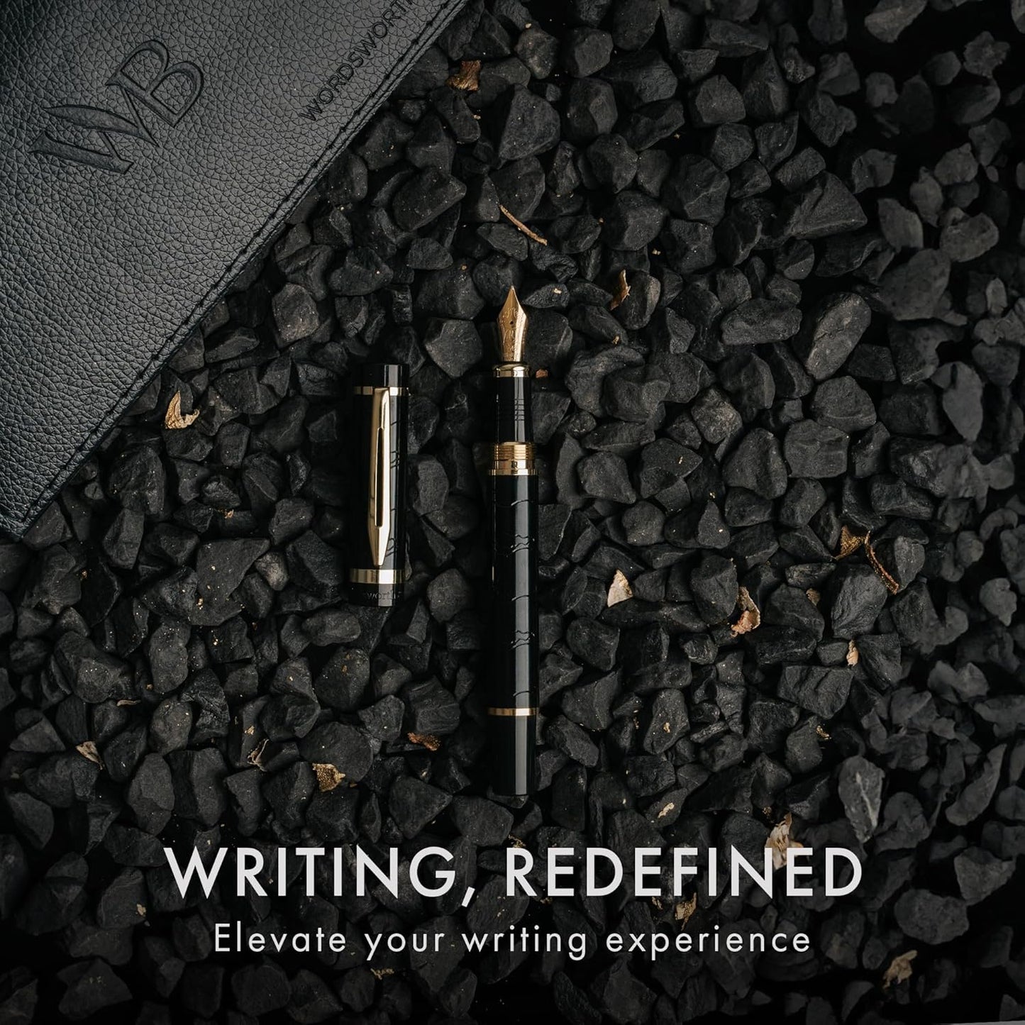 Wordsworth & Black Primori Fountain Pen Set [Black Gold]; Fine Nib, Gift Case, 24 Ink Cartridges, Refill Converter, Manual; Journaling, Calligraphy, Smooth Writing Pens; Left and Right Handed