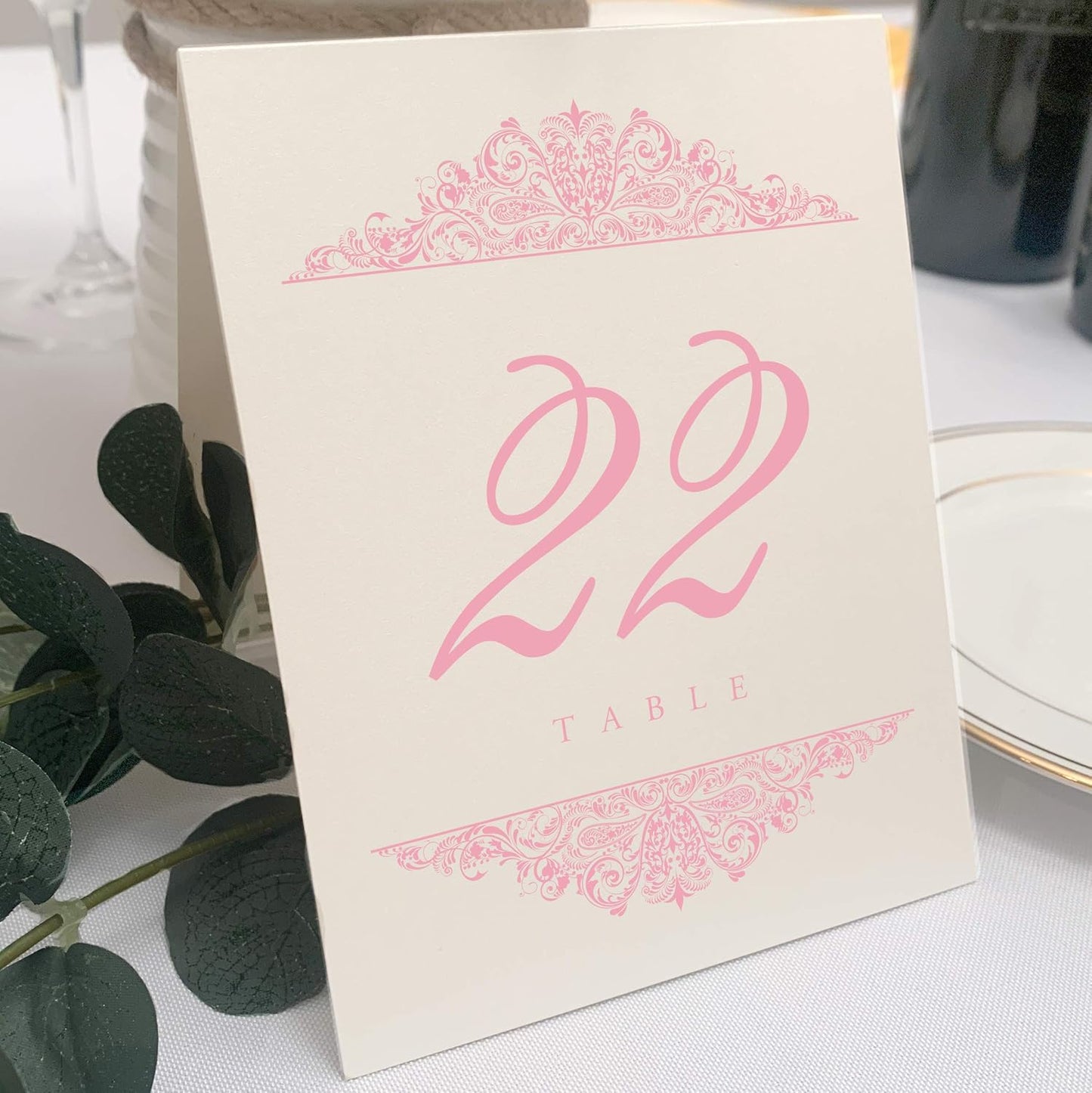 Paisley Wedding Table Numbers (Select Color/Quantity), Champagne, Pink, 1-150, Double Sided, Tent or Use in a Stand, Great for Parties & Restaurants - Made in the USA