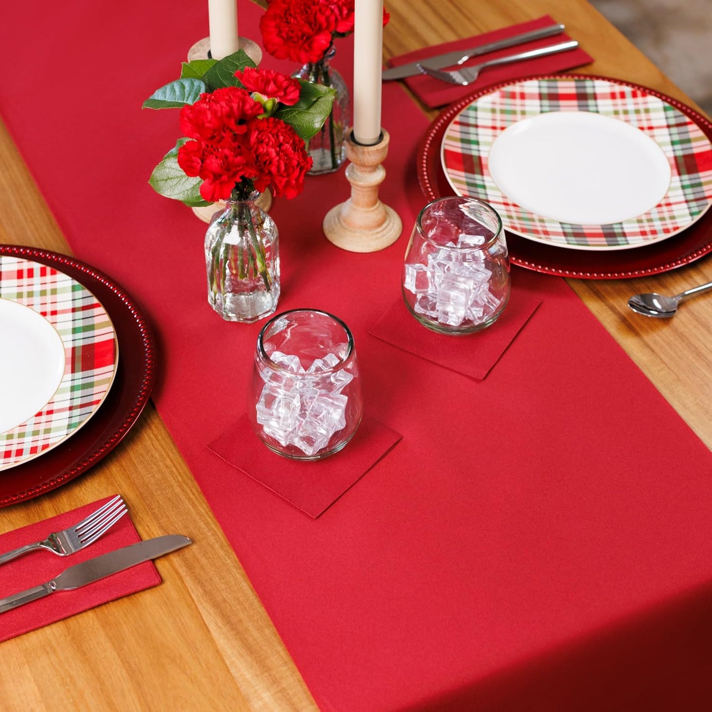American Homestead Paper Table Runner Roll - 78 ft. Disposable Linen-Like Table Cover Roll - 20 Perforated Table Runners (16" x 48") for Parties, Weddings, and Events - Burgundy