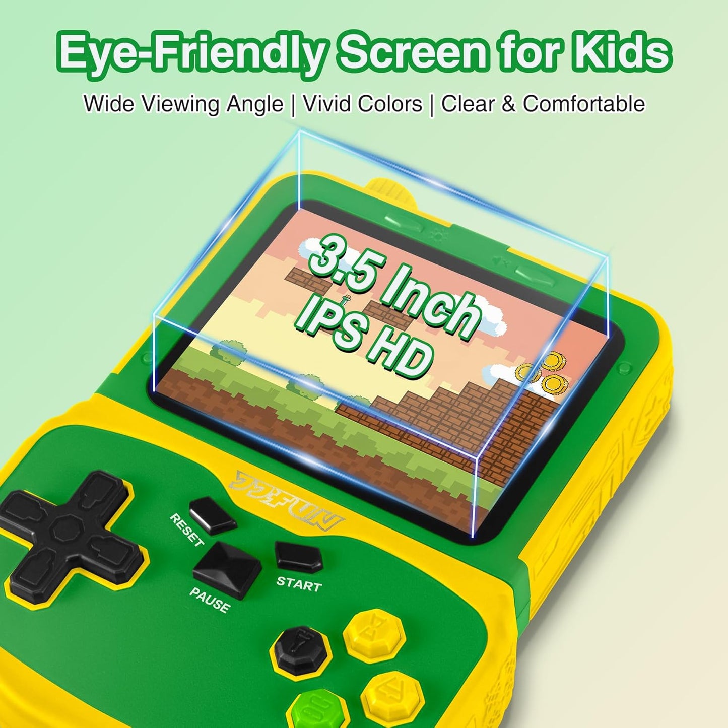 Kids Handheld Video Game Player, 220 Preloaded Classic Games, Portable Plug & Play Retro Game Console with 3.5'' Screen & Rechargeable Battery, No Ads, Mute Function for Travel-Green