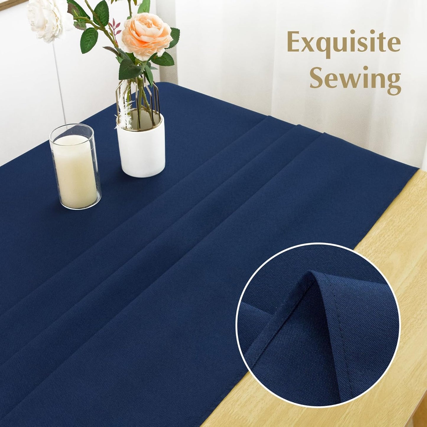 2 Pack Square Table Cloth 48X48 Inch Navy Washable Fabric Tablecloth Polyester Solid Dining Table Cover for Birthday Party Dinner Holiday Outdoor Indoor