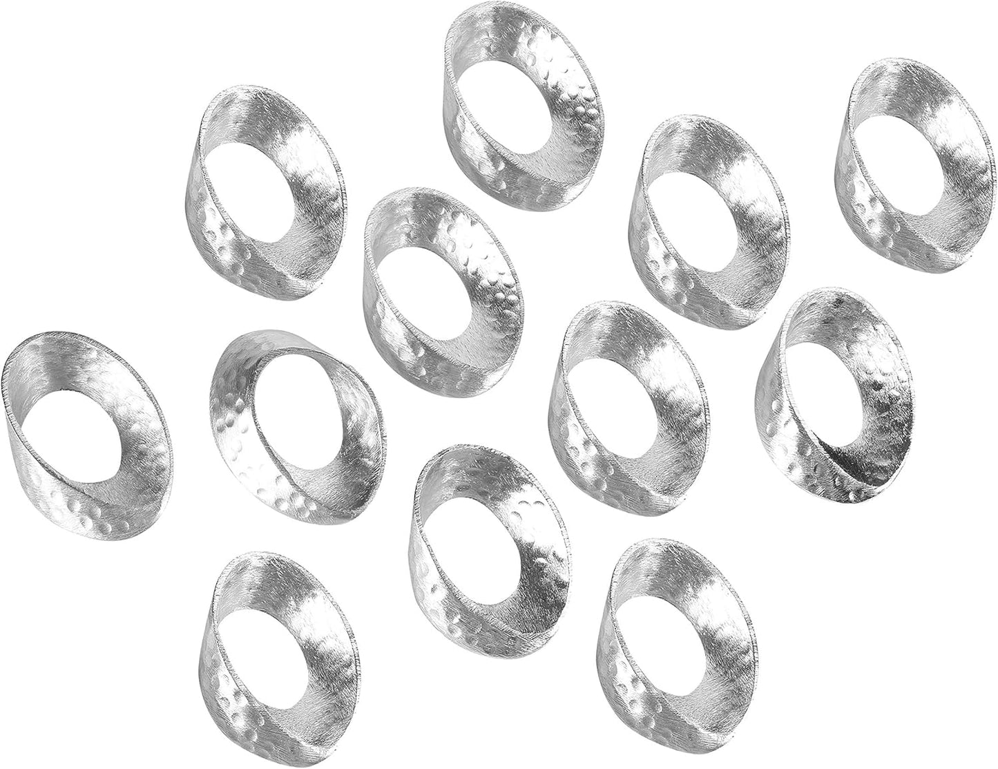 Mobius Metal Napkin Rings - 12-Pack Silver Art Deco Lightweight Metal Table Décor for Fall, Thanksgiving, Banquet, Christmas, Decor, Weddings, Dinner Parties & Everyday Use - ALPHA Living HOME
