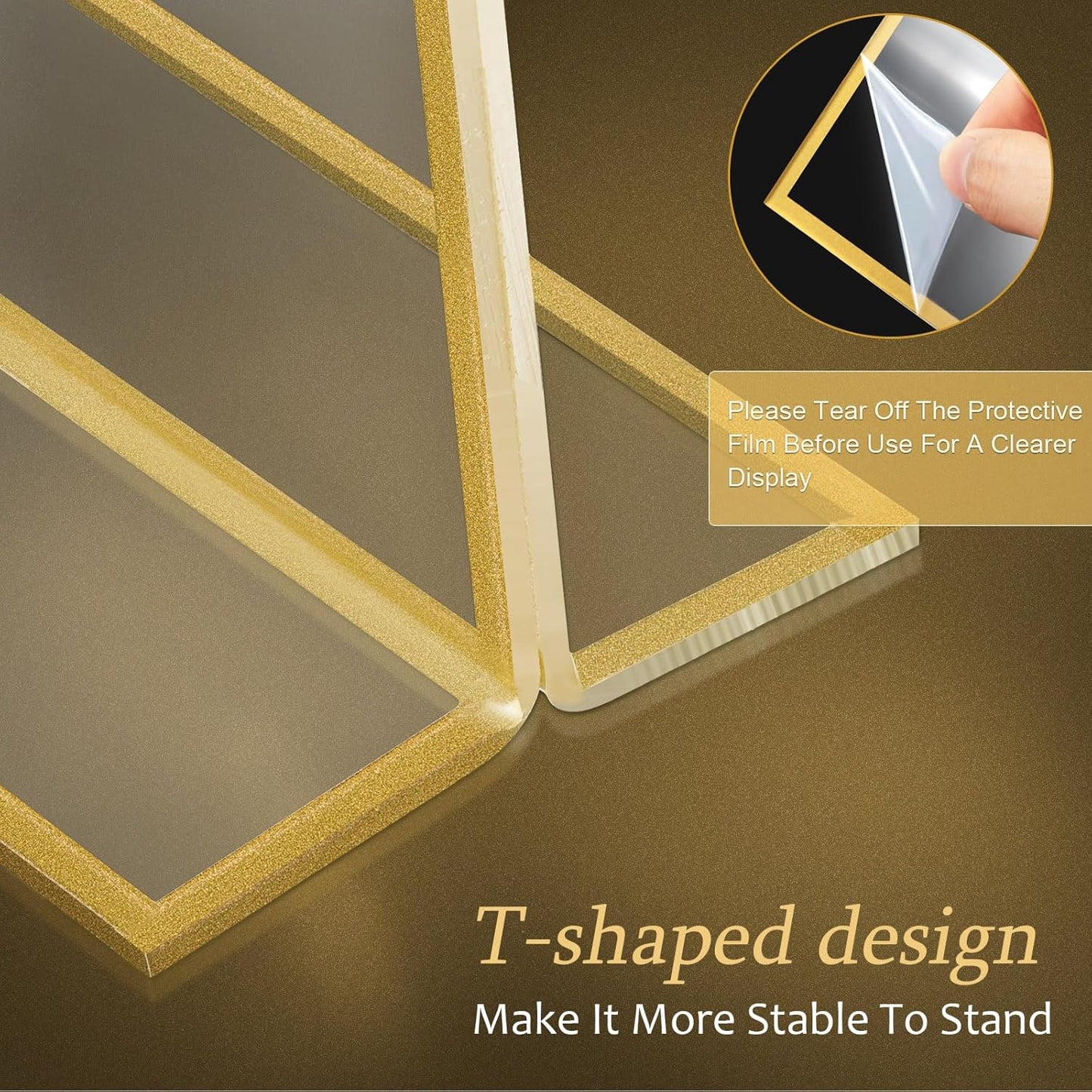 Hoteam 24 Pack 6 x 4 Clear Acrylic Sign Holder with Gold Borders, Gold Picture Frame, Double Sided Wedding Table Number, Acrylic Menu Stands for Wedding Table, Restaurant Sign, Photos Display