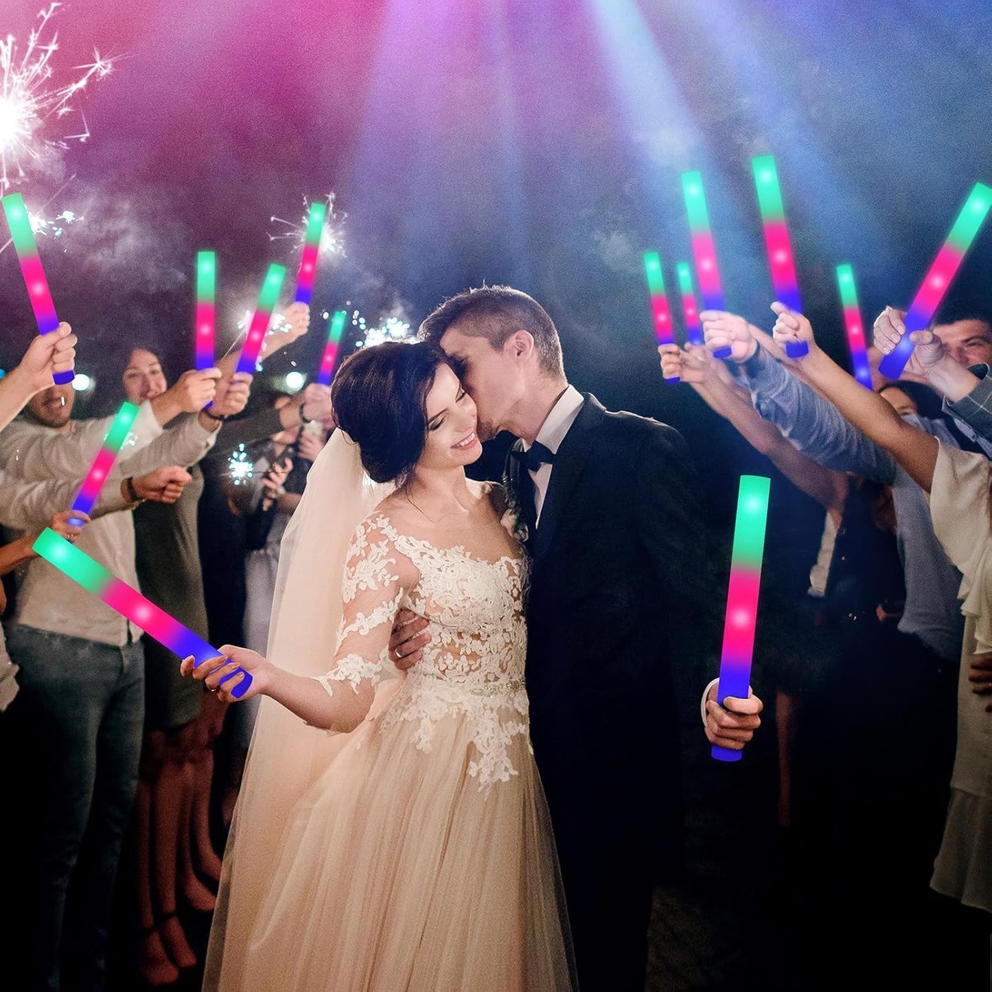 174 Pack LED Foam Glow Sticks, Glow Stick Bulk Party Pack with 3 Modes Colorful Flashing, Glow in Dark Party Supplies for Wedding, Raves, Concert, Camping