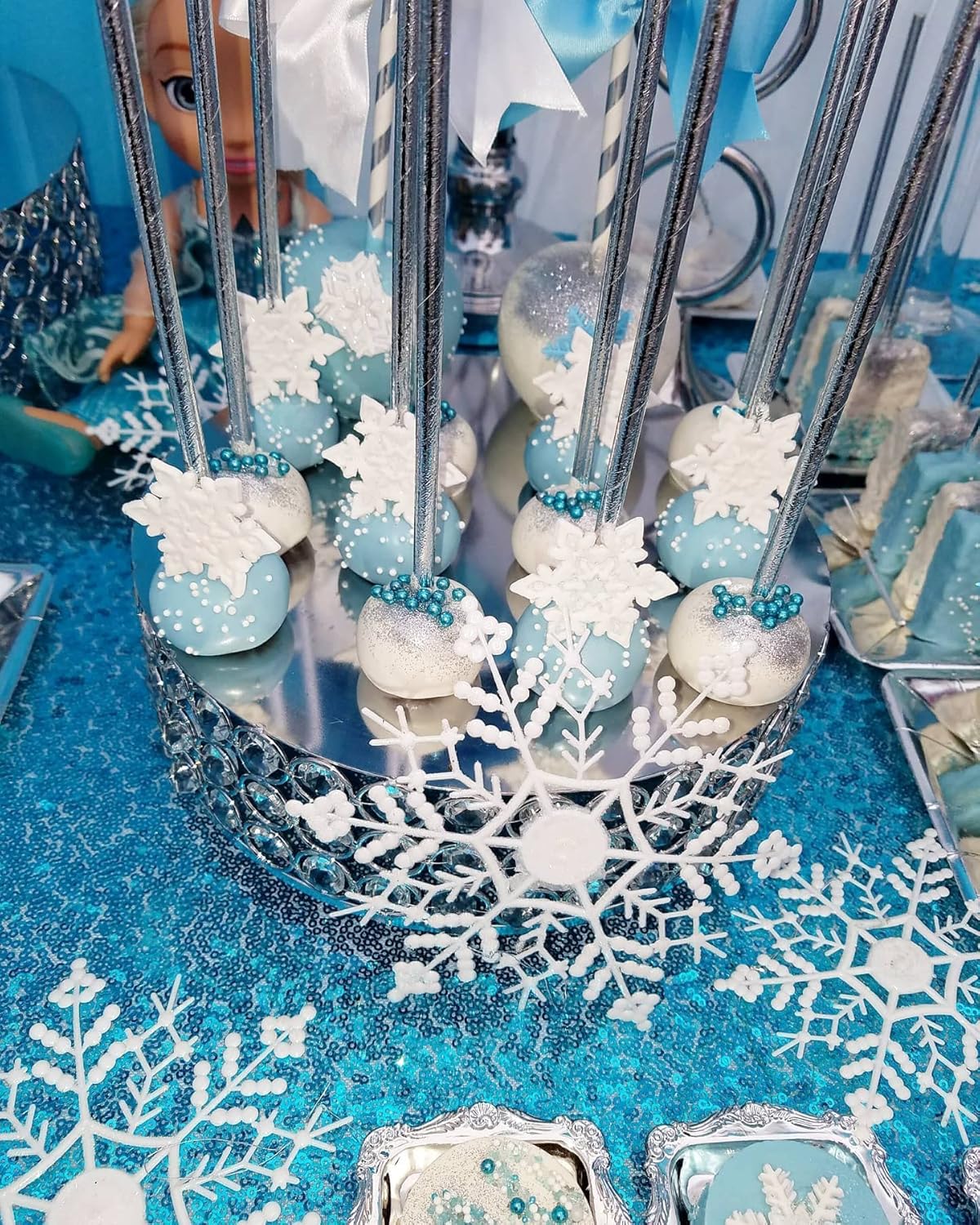 QueenDream Sparkly Sequin Tablecloth - Aqua Blue Table Cloth 50x80 Inches Rectangle Table Overlay Fabric for Birthday Parties Baby Shower Decoration