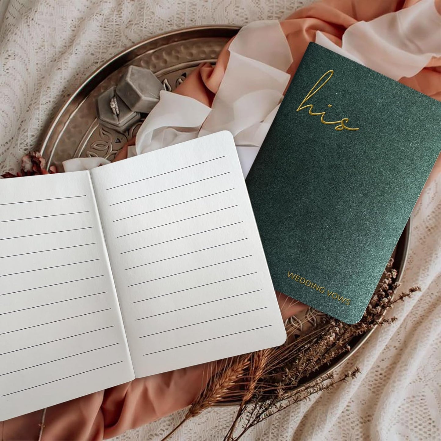 Vow Books His and Hers Wedding Vow Books with Soft Touch Gold Foil Engraving Wedding Essentials Wedding Accessories(XZ-HH-Sage)