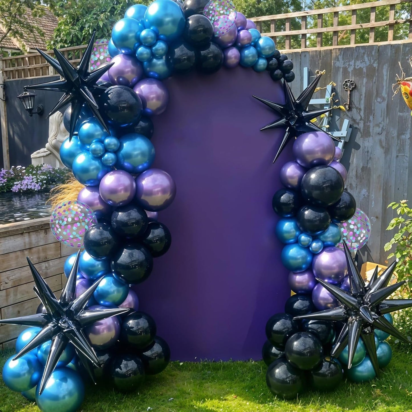 Black Purple Blue Balloons, 12 Inch Metallic Blue Dark Purple Blue Black Confetti Balloons for Girl Party Baby Shower Engagement Party Decorations