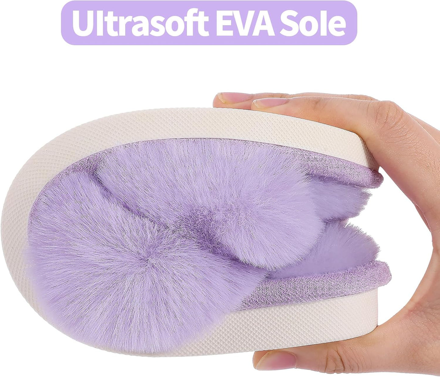 Evshine Women's Fuzzy Slippers Cross Band Memory Foam House Slippers Open Toe
