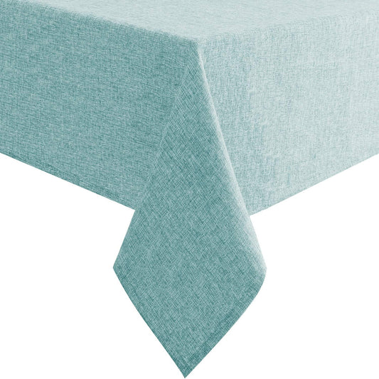 Hiasan Faux Linen Rectangle Tablecloth - Wrinkle and Stain Resistant Washable Table Cloth for Kitchen Dining Room Holiday Table Cover for Dinner, Aqua, 70 x 120 Inch