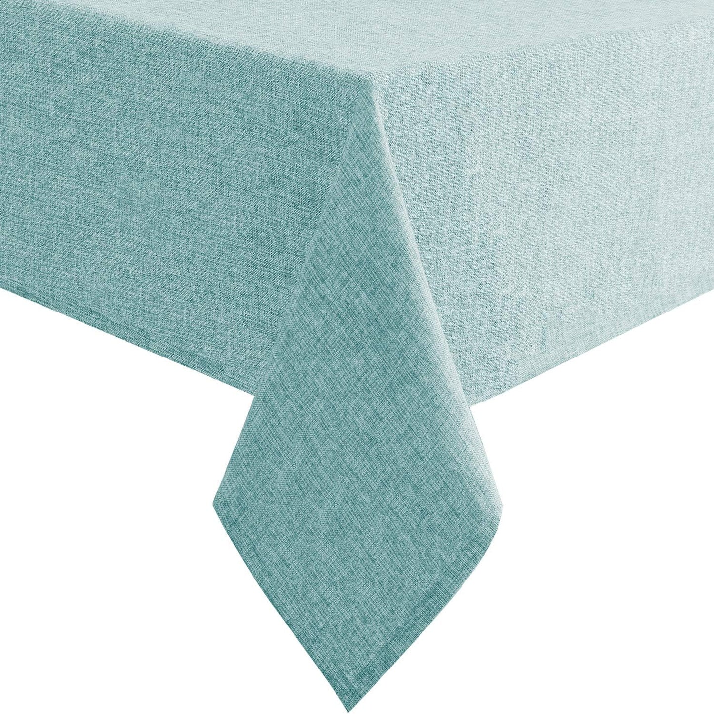 Hiasan Faux Linen Rectangle Tablecloth - Wrinkle and Stain Resistant Washable Table Cloth for Kitchen Dining Room Holiday Table Cover for Party Dinner, Aqua, 54 x 108 Inch