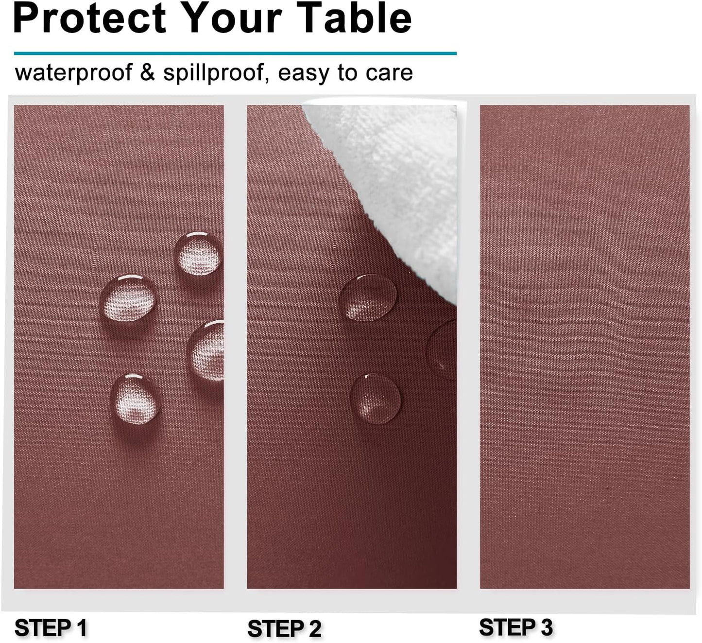 Hiasan Dusty Rose Square Tablecloth - Waterproof and Spillproof Washable Fabric Table Cloth for Dining Room Kitchen, 60 x 60 Inch