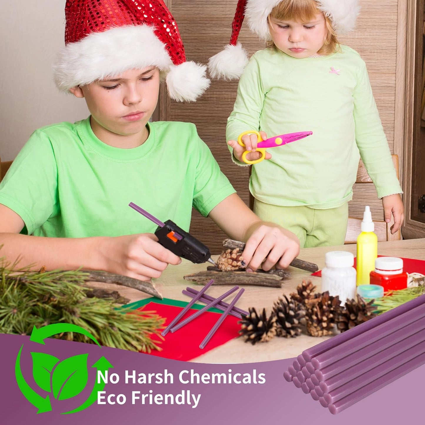 MATUFF light purple Hot Glue Sticks Mini 0.27" x 5.9 inches, Hot Melt Mini Glue Sticks Colored for All Temperature Mini Glue Guns, for Craft Arts and Wedding Cards Stamp Sealing, Bulk hot Glue 60 Pack